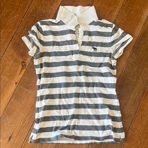 Abercrombie & Fitch Polo in Gray and White Stripes
